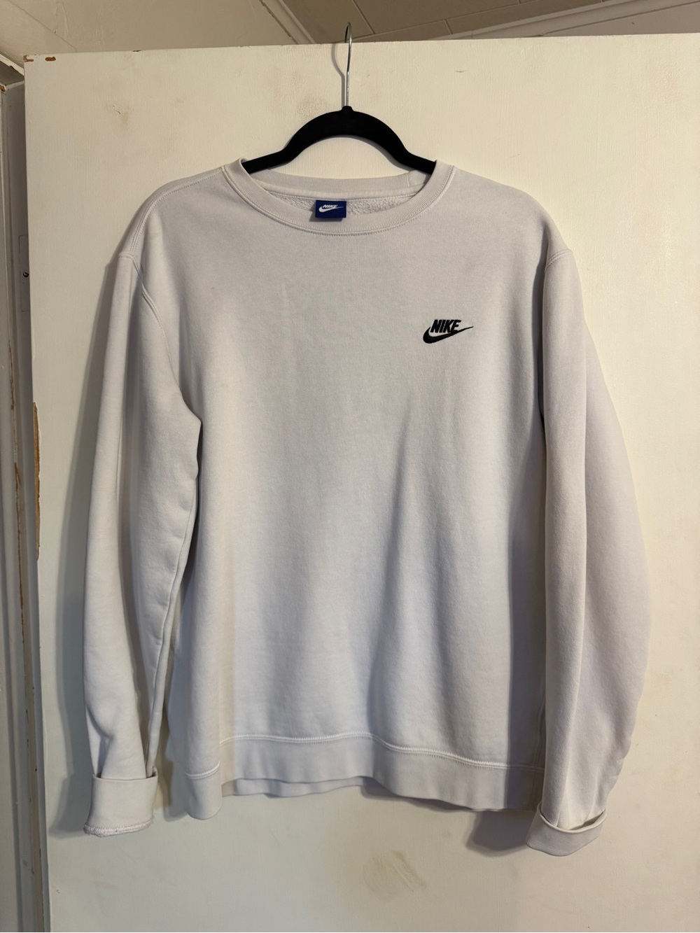 Nike White Crewneck Sweatshirt with Black Swoosh